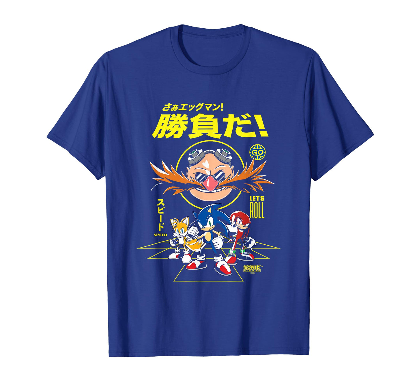 Sonic The Hedgehog Let's Roll Distressed Kanji Poster T-Shirt