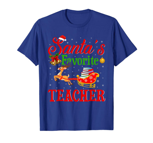 Santa Favorite Teacher Xmas Funny Christmas Teacher T-Shirt