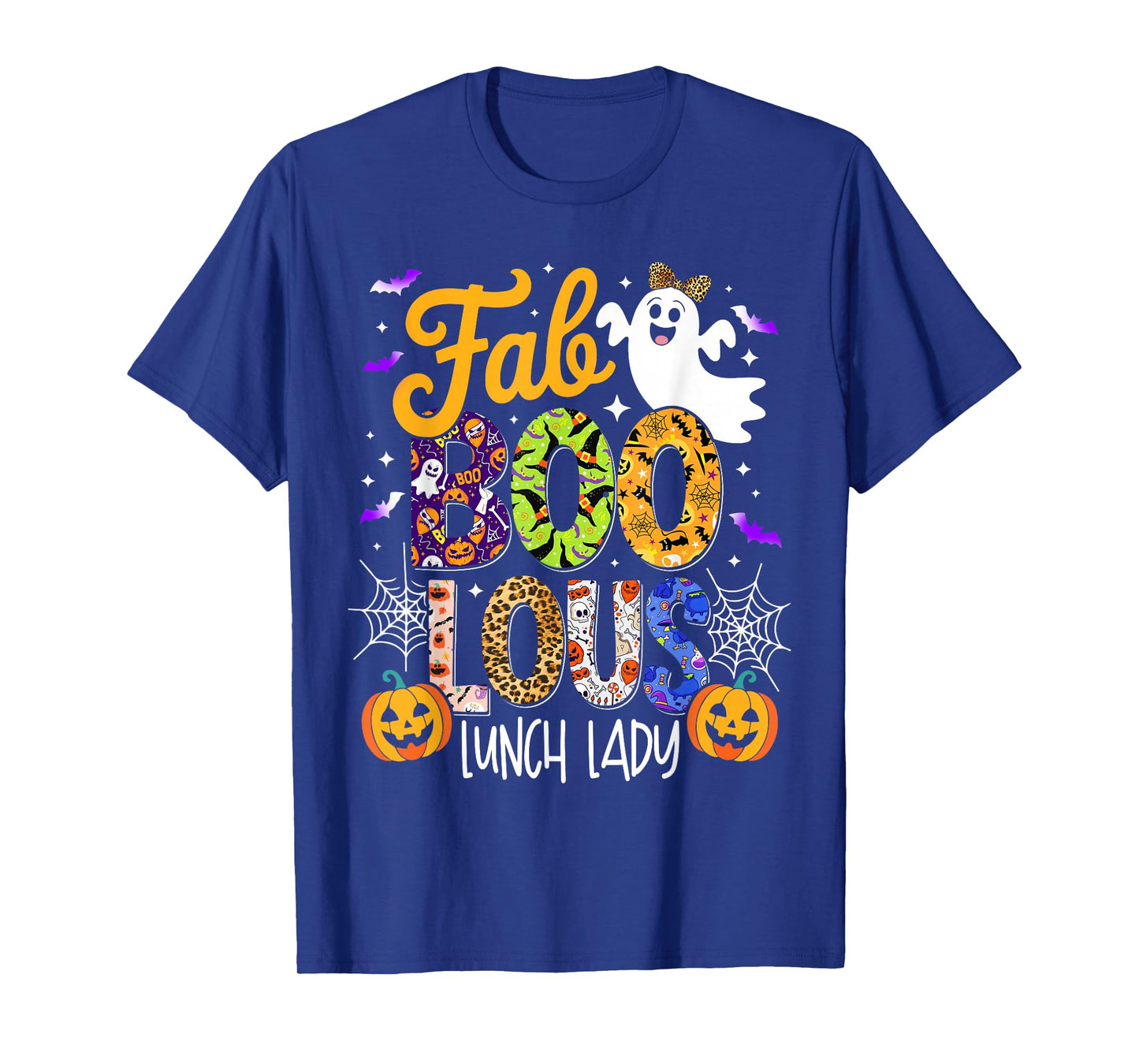 Fab Boo Lous Lunch Lady Faboolous Halloween Pumpkin Ghost T-Shirt