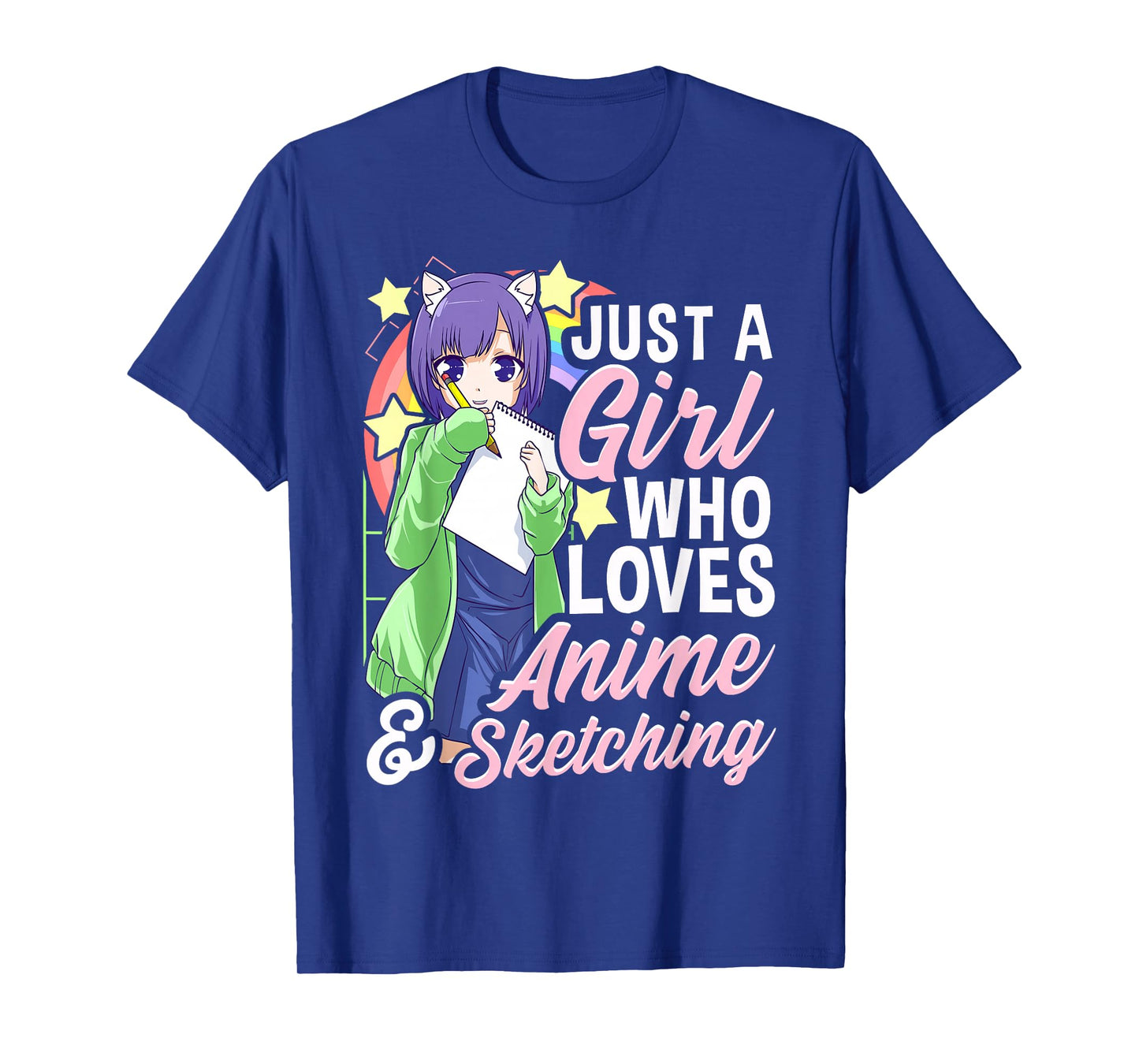 Anime Girl Just a Girl Who Loves Anime and Sketching Drawing T-Shirt Small
