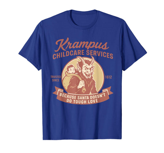 Funny Vintage Krampus Child Transport Services Merry Xmas T-Shirt