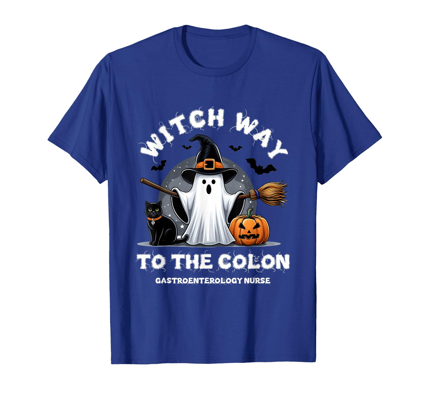 Gastroenterology Nurse Witch Way To The Colon Surprise Ghost T-Shirt