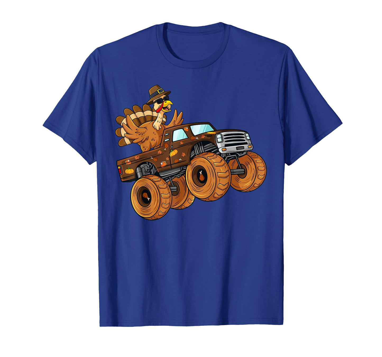 Thanksgiving Turkey Riding Monster Truck Boys Kids T-Shirt