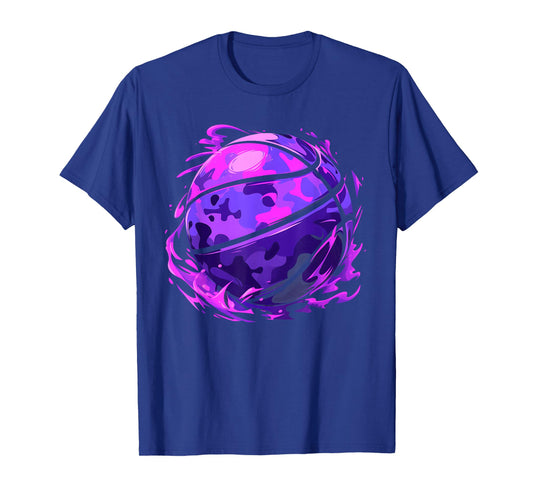 Purple Basketball Camouflage For Men Women Kids Youth Player T-Shirt