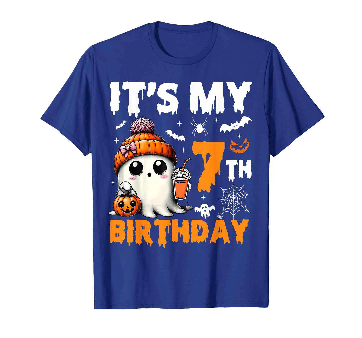 It's My 7th Birthday 7 Years Old Ghost Pumpkin Halloween T-Shirt