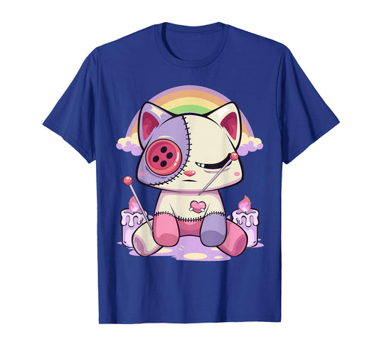 Pastel Goth Kawaii Menhera Sad Creepy Voodoo Doll Cat T-Shirt