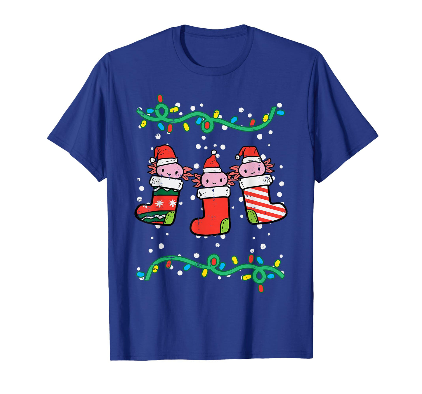Christmas Stockings Axolotls Cute Xmas Men Women Kids Girls T-Shirt