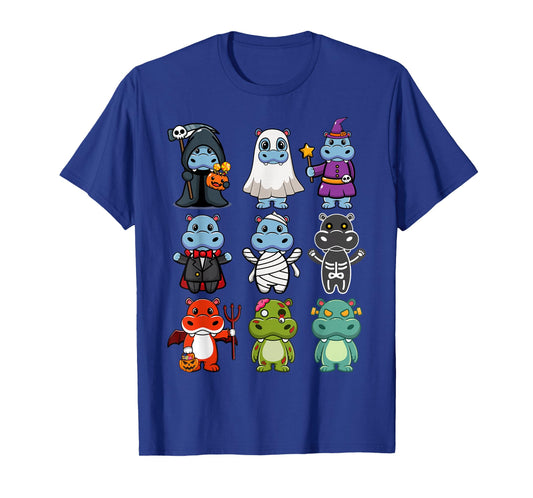 Hippo Spooky Ghost Boo-Jee Horror Pumpkin Hippo Halloween T-Shirt