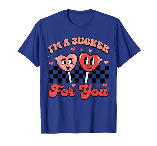 I'm A Sucker For You Candy Heart Groovy Retro Valentines Day T-Shirt