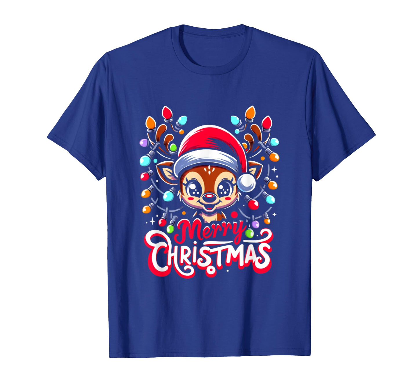 Merry Christmas Cute Reindeer Xmas Family Men Women T-Shirt