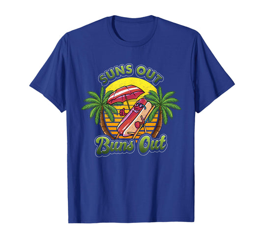 Funny Suns Out Buns Out Hotdog Hot Dog Joke Sausage T-Shirt