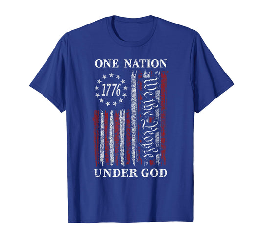 One Nation Under God Flag 4th of July Patriotic Christian T-Shirt