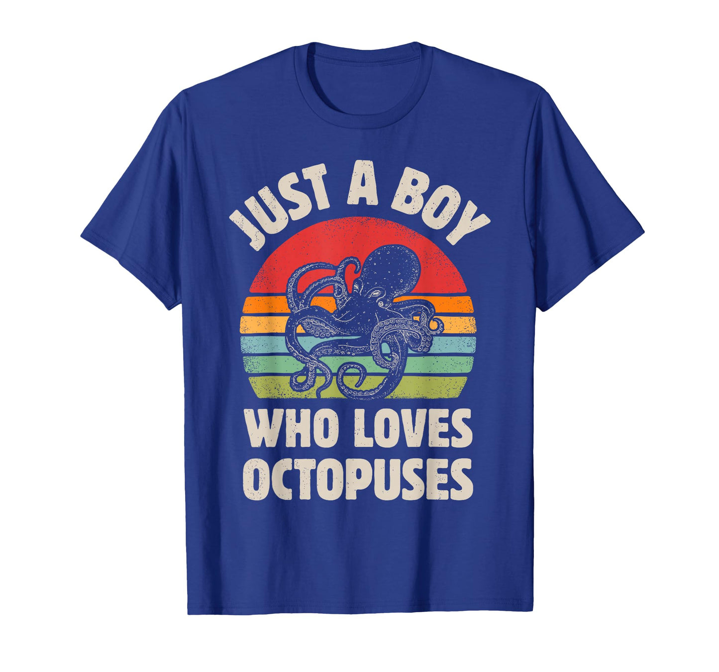 Octopus Just A Boy Who Loves Sea Animals Men Retro Vintage T-Shirt