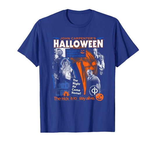 Halloween Trick is to Stay Alive Collage Retro Horror Movie T-Shirt