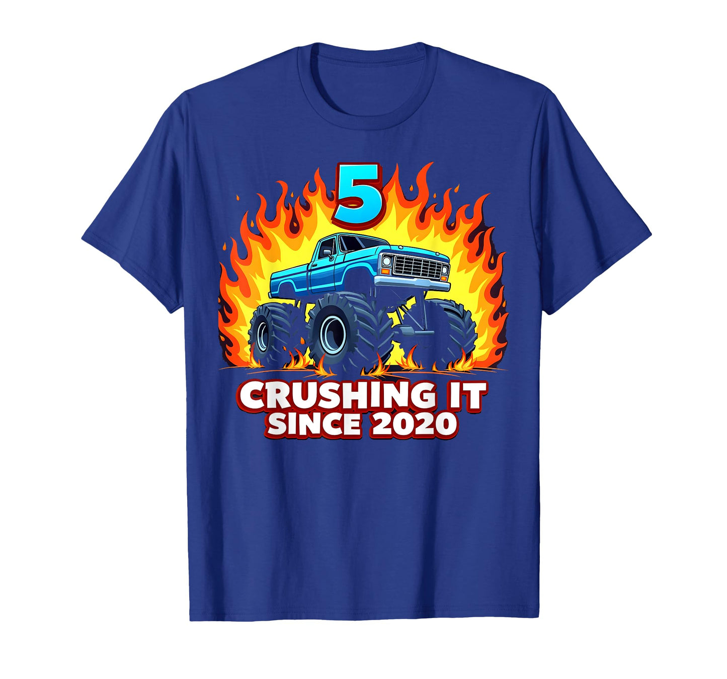 5 Year Old Monster Truck Boy Since 2020 Toddler 5th Birthday T-Shirt
