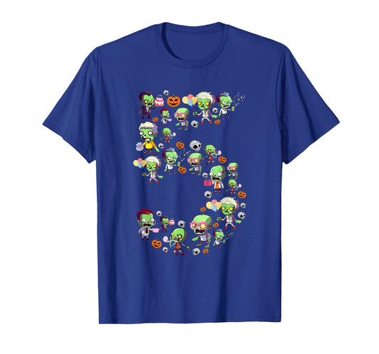 Halloween 5 Years Old Boy It's My 5th Birthday Zombie Lover T-Shirt