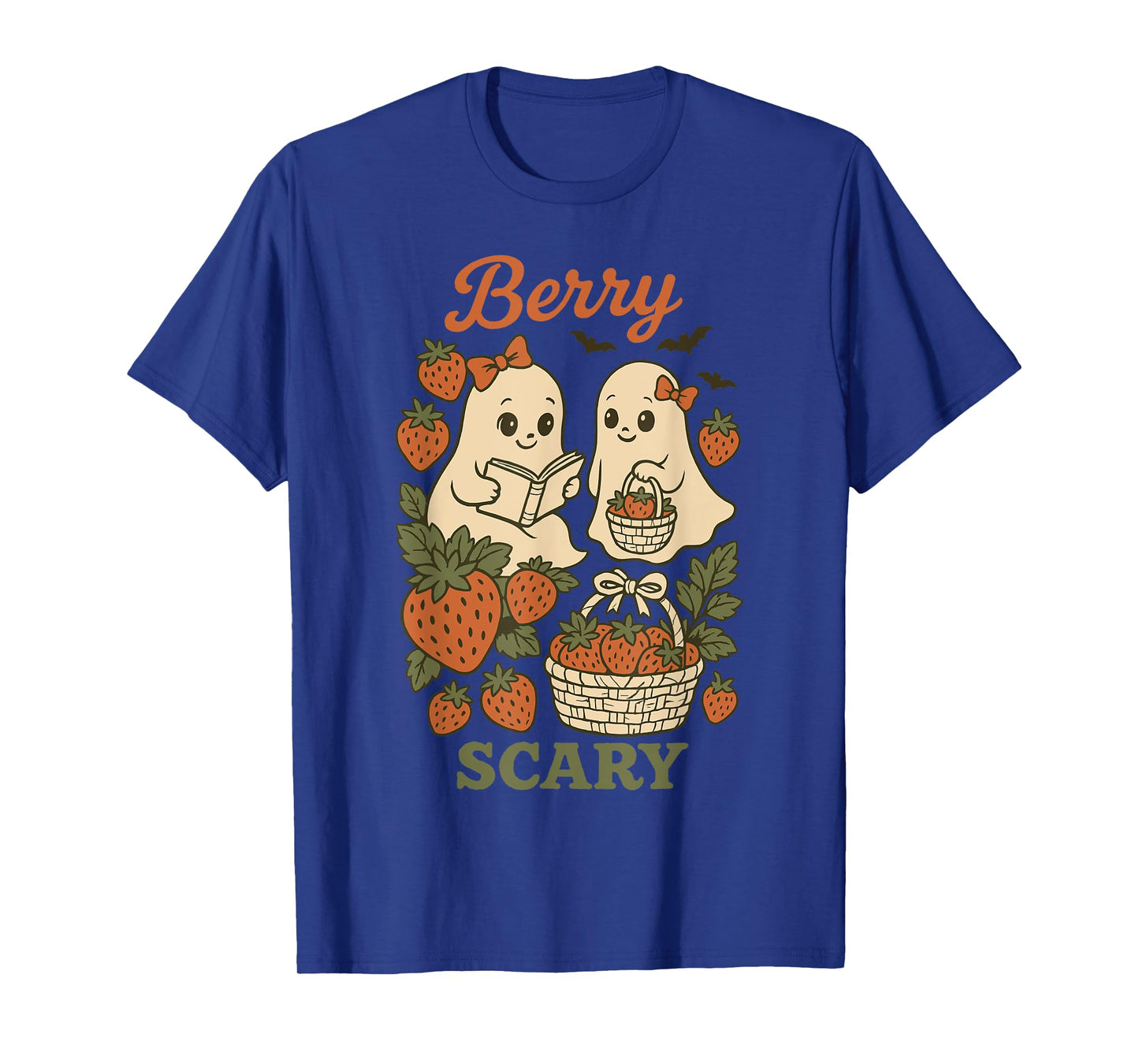 Kawaii Retro Berry Scary Ghosts Strawberries Halloween Girls T-Shirt