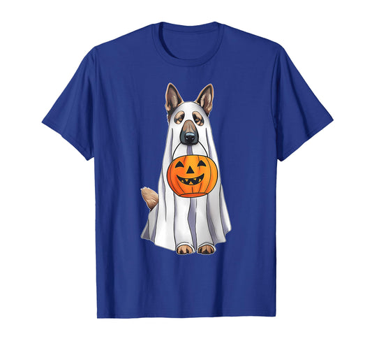 German Shepherd Ghost Pumpkin Halloween Costume Fall T-Shirt