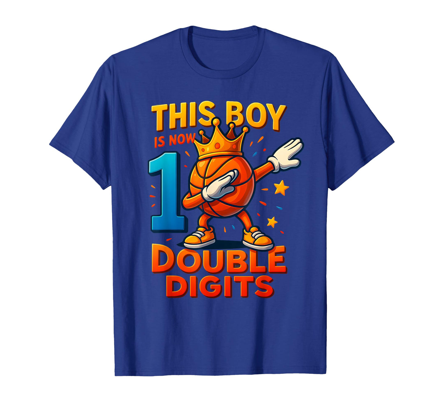 Double Digits Basketball Birthday Boy 10 Year Celebration T-Shirt