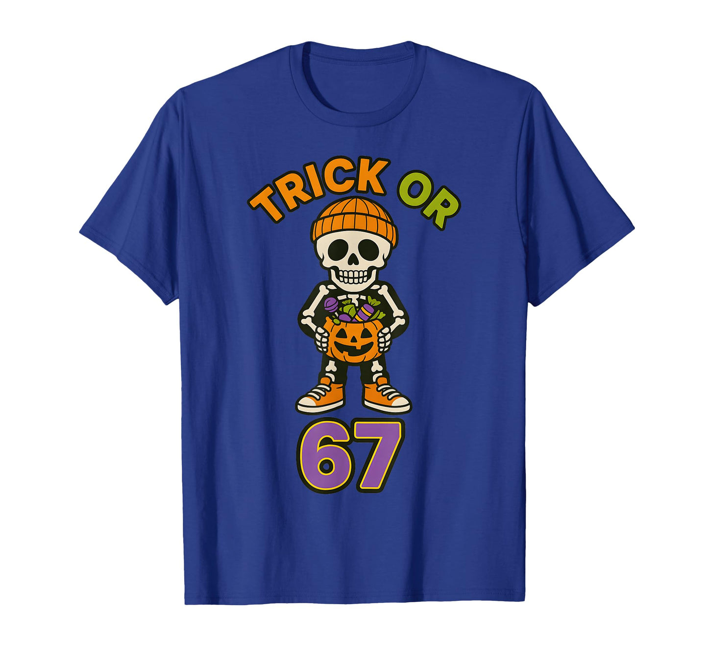 Funny 67 Halloween Trick Or Treat Skeleton Boys Six Seven T-Shirt