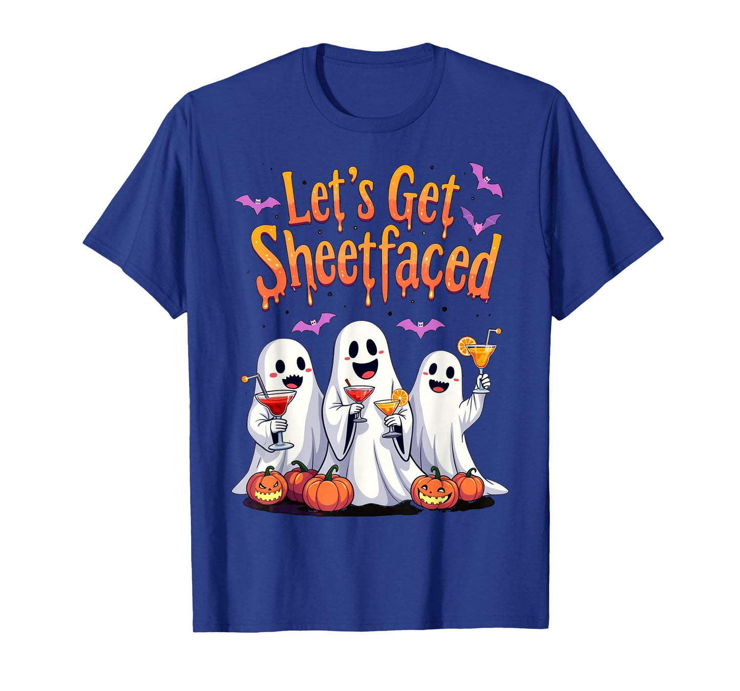 Let's Get Sheet Faced Cute Funny Ghost Drinking Halloween T-Shirt