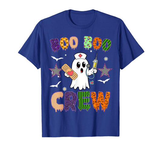 Boo Boo Crew Nurse Ghost Scrub Halloween Custom Women Men T-Shirt