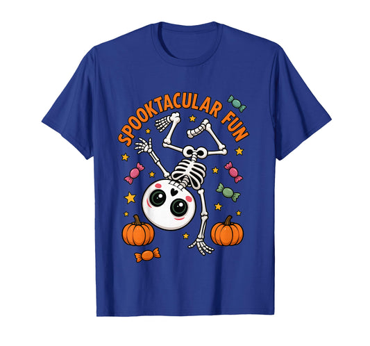 Cute Skeleton Handstand Halloween Gymnastics Kids T-Shirt