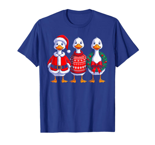 Duck Christmas Lights Santa Hat Xmas Pajamas Duck Lovers T-Shirt