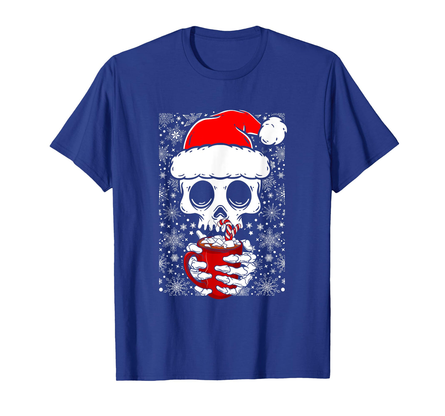 Christmas Skeleton Drinks Cocoa Santa Claus Skeleton T-Shirt