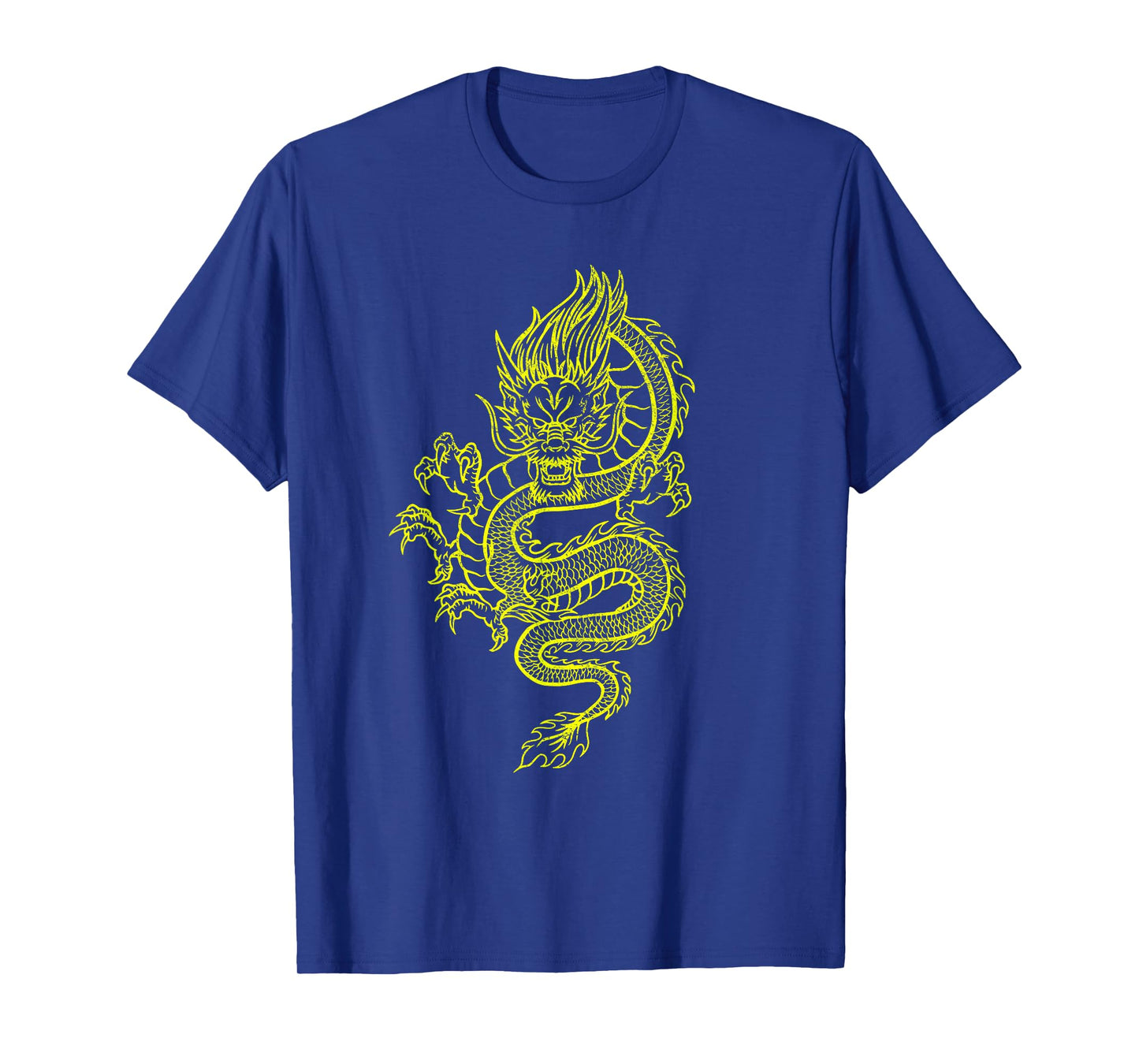 Large Yellow Dragon Graphic Design T-Shirt