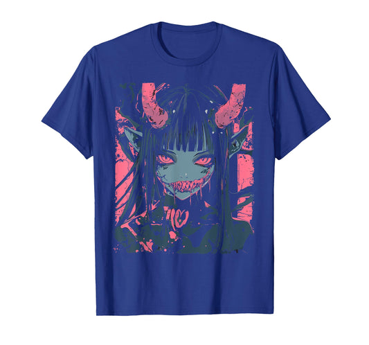 Anime Horror Girl Aesthetic Vaporwave Waifu Japanese Girl T-Shirt