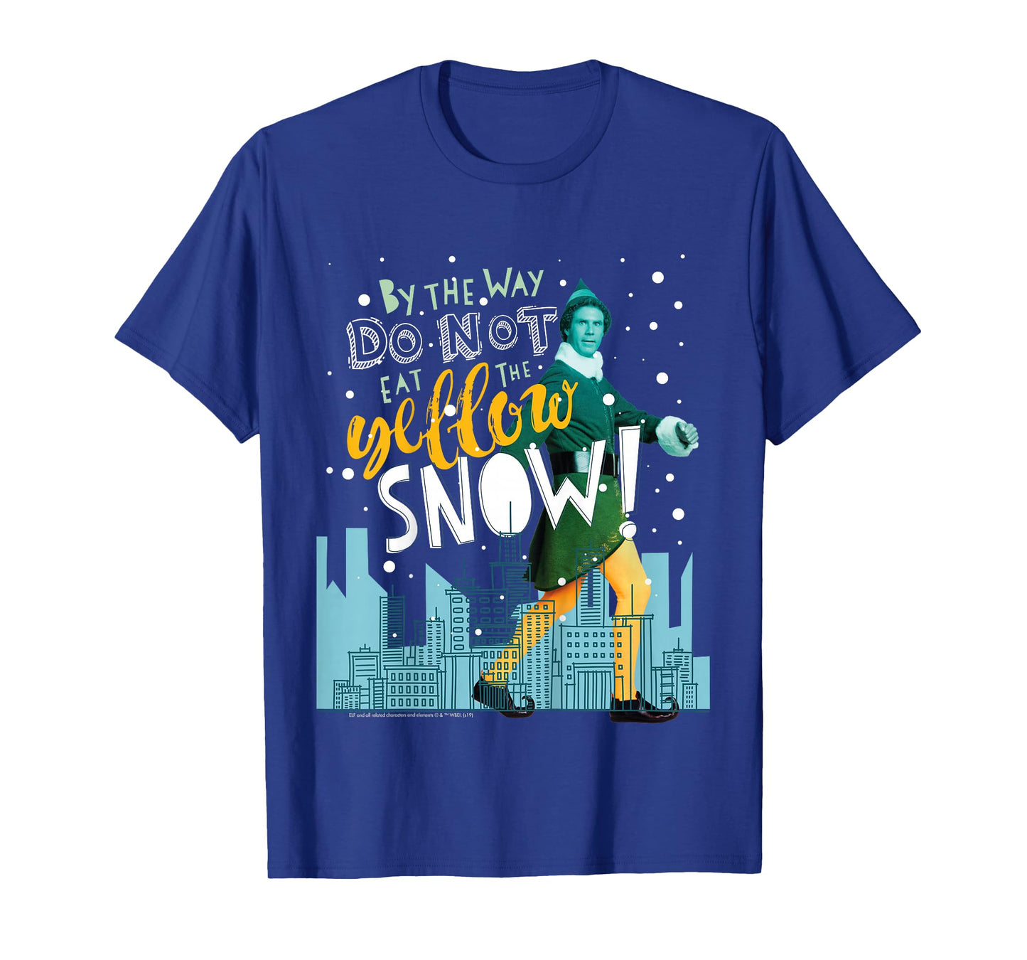 Kids Elf Buddy Don't Eat The Yellow Snow Skyline Text Poster T-Shirt