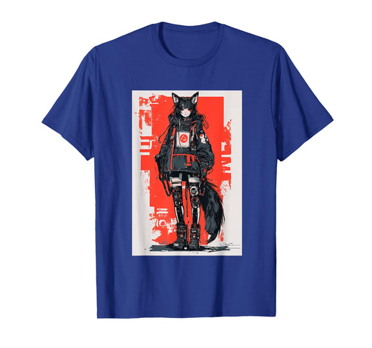Anime Manga Cyberpunk Aesthetic Techwear Harajuku Kitsune T-Shirt