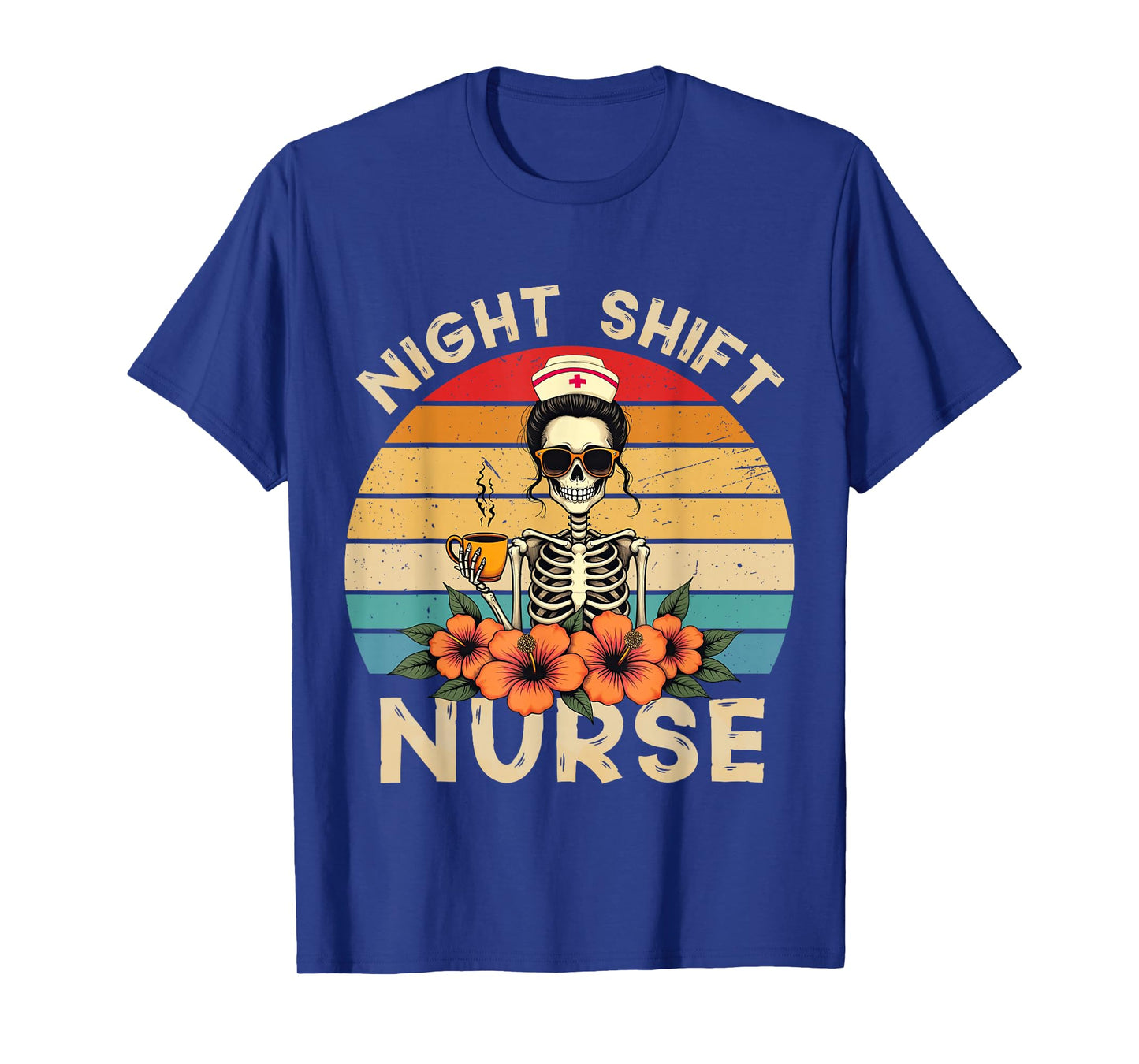Night Shift Nurse Halloween Skeleton Registered Nursing Fall T-Shirt