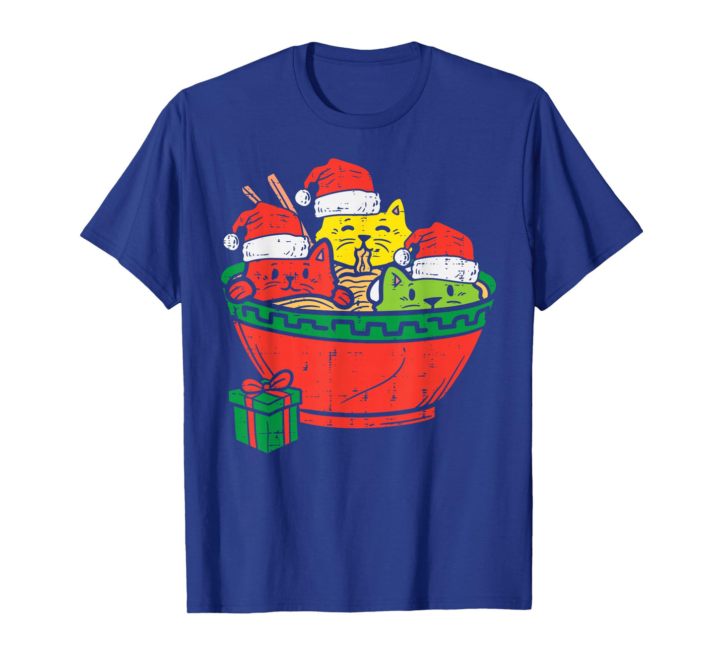 Santa Ramen Cats Anime Christmas Xmas Japanese Kids Girls T-Shirt