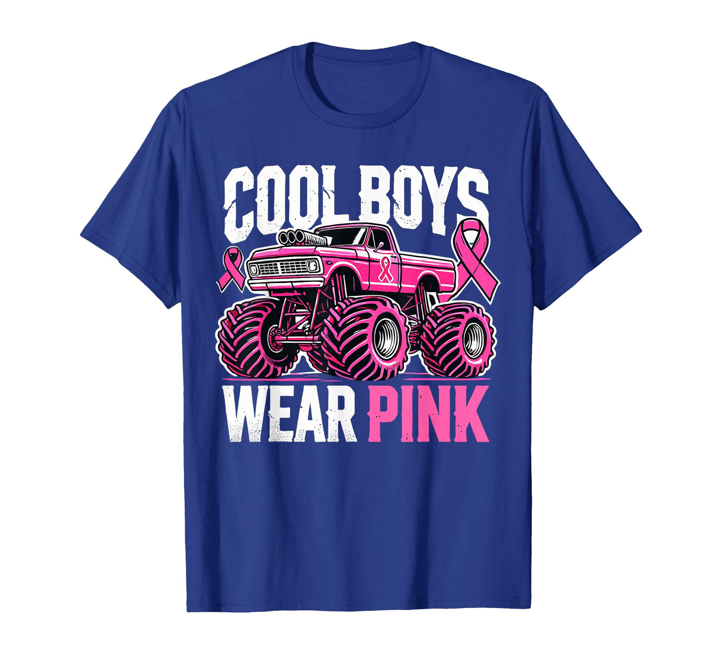 Monster Truck Breast Cancer Awareness Cool Boys Wear Pink T-Shirt
