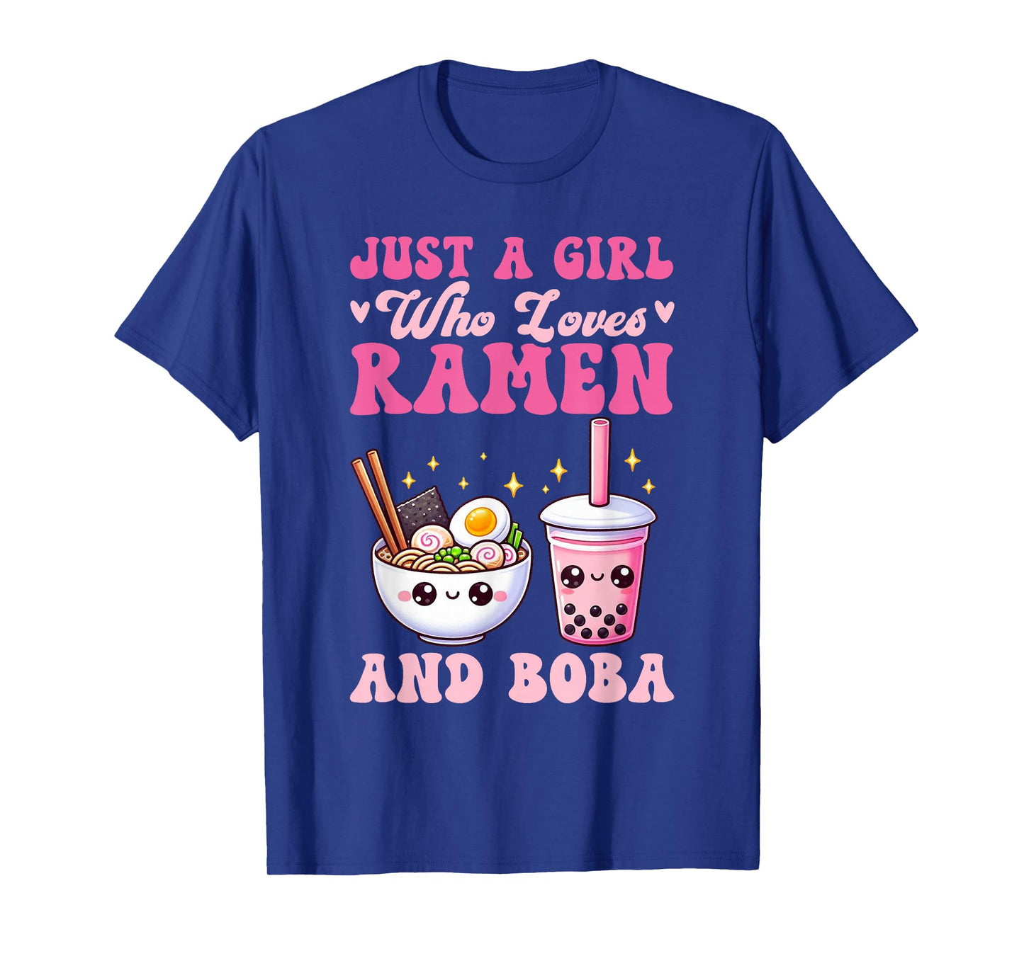 Just A Girl Who Loves Ramen And Boba Tea Bubble Tea Noodle T-Shirt