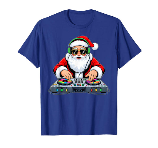 Funny Christmas DJ Santa Xmas Turntable Music Men Boys T-Shirt