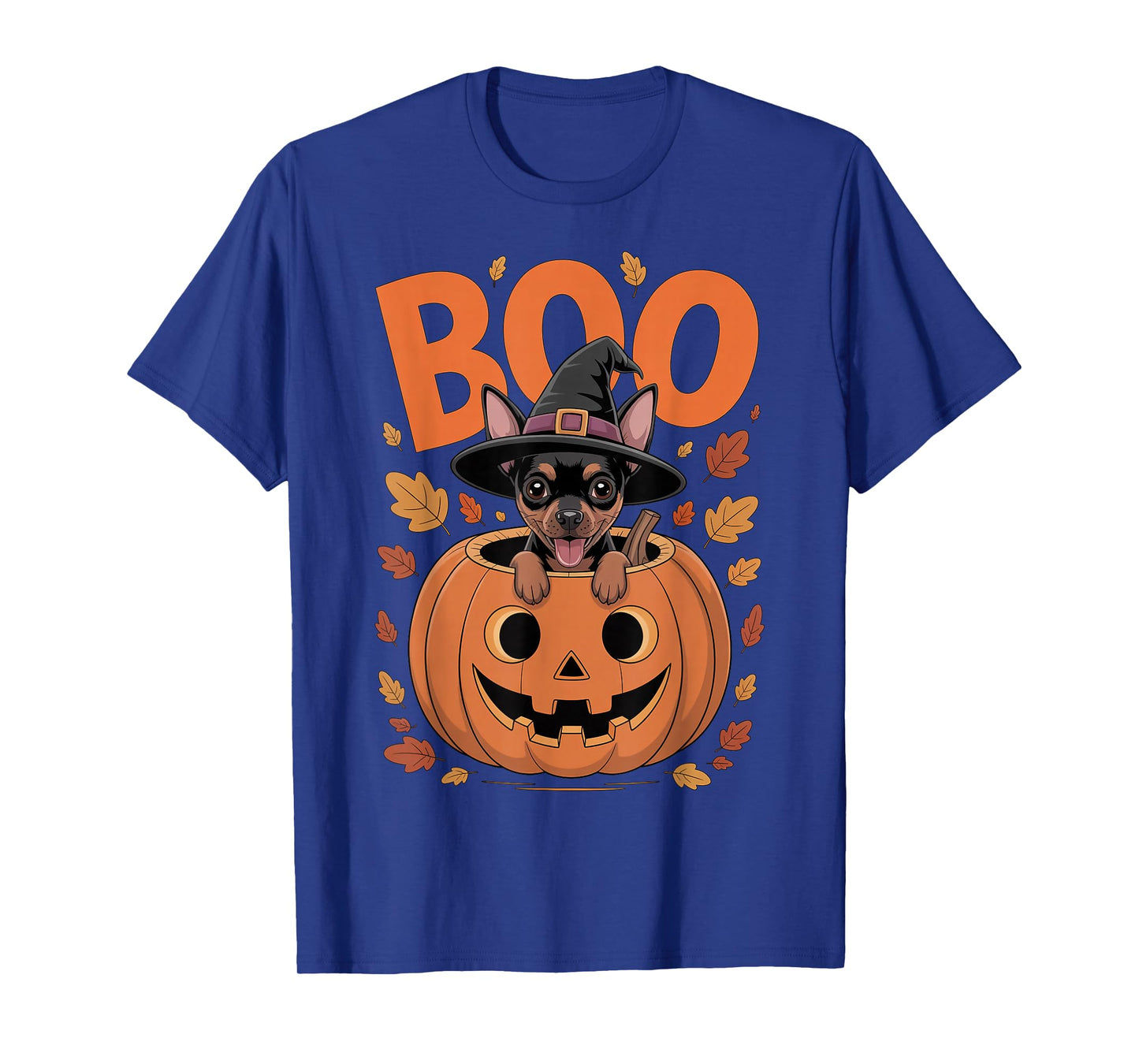 Min Pin Costume on Pumpkin Halloween Miniature Pinscher T-Shirt