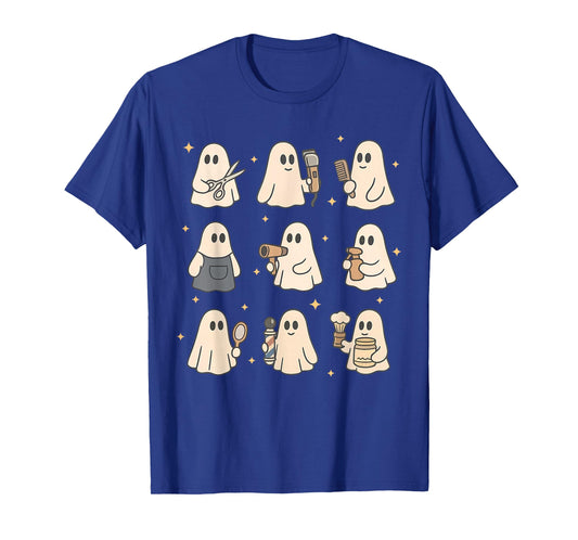 Hairdresser Ghost Halloween Spooky Ghosts Barber Hairstylist T-Shirt