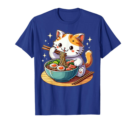 Cat Ramen Noodles Anime Kawaii Japanese Cat T-Shirt
