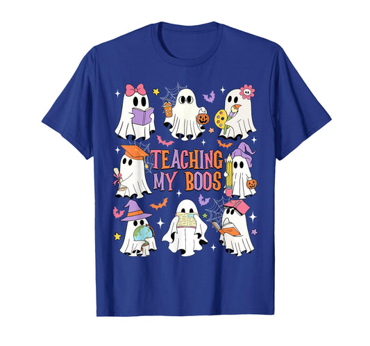 Teaching My Boos Teacher Cute Ghost Groovy Teacher Halloween T-Shirt