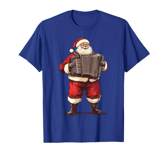 Santa Playing Accordion Funny Accordion Player Christmas T-Shirt