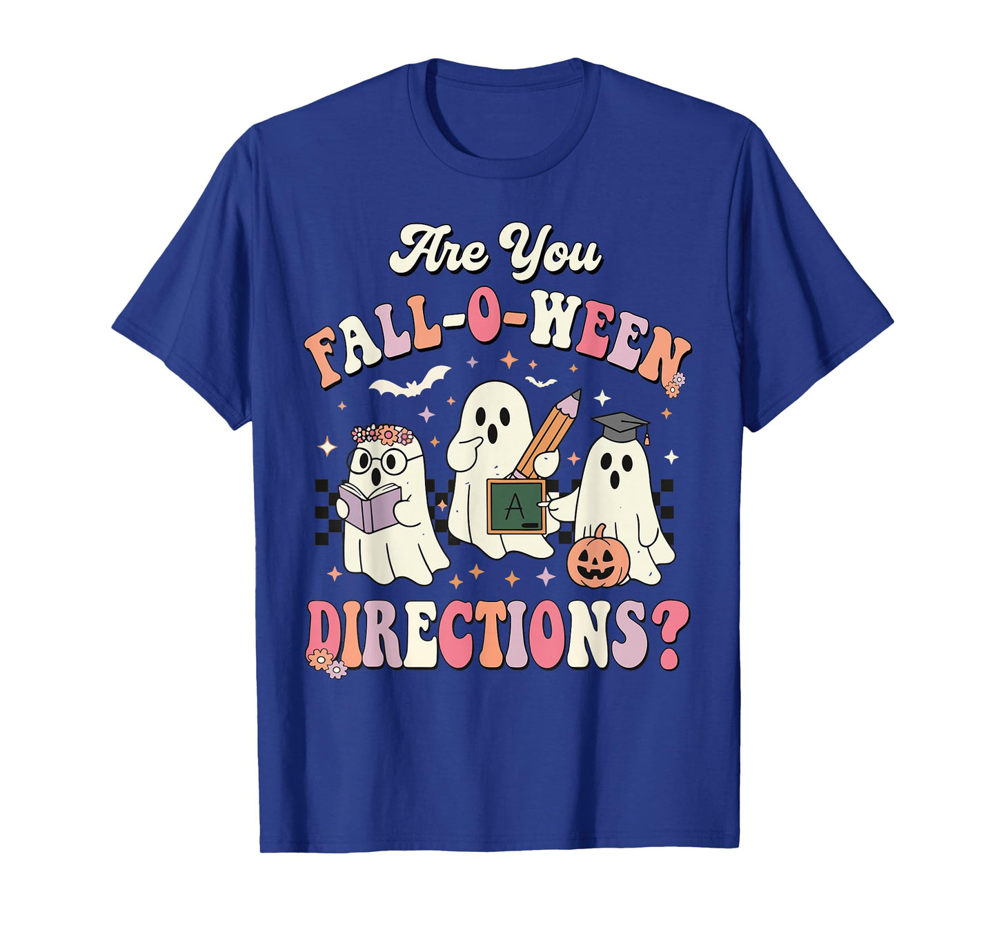 Retro are You Fall O Ween Directions Teacher Halloween Ghost T-Shirt