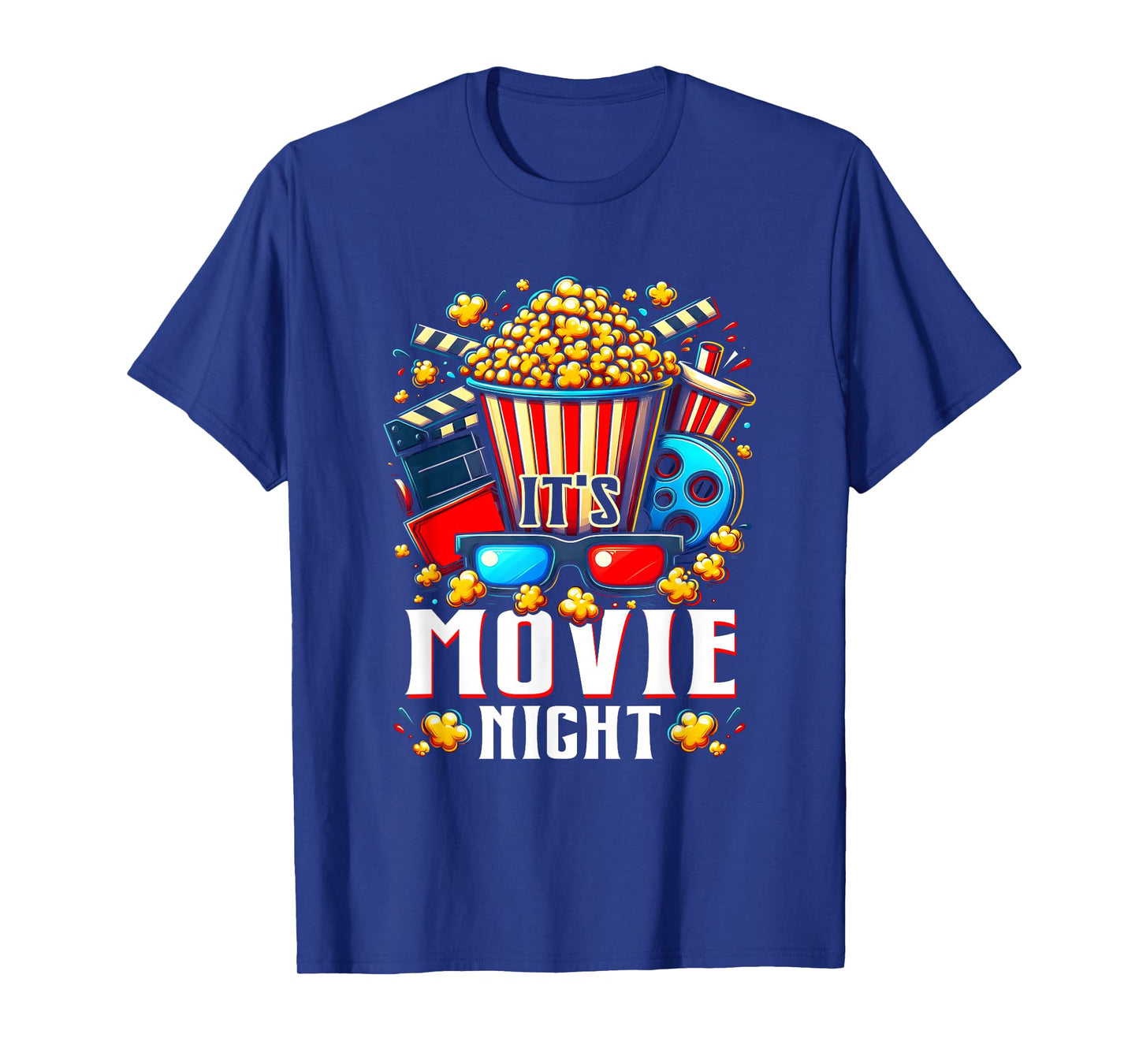 Humorous Movie Lover It's Movie Night With Popcorn Cinema T-Shirt