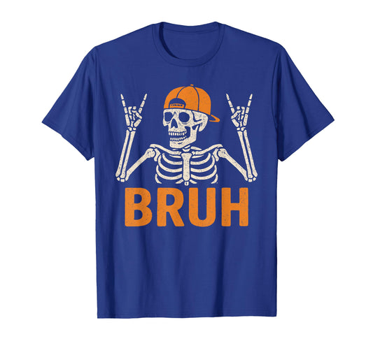 Bruh Punk Rock Skeleton Cool Rocker Halloween Men Boys Kids T-Shirt