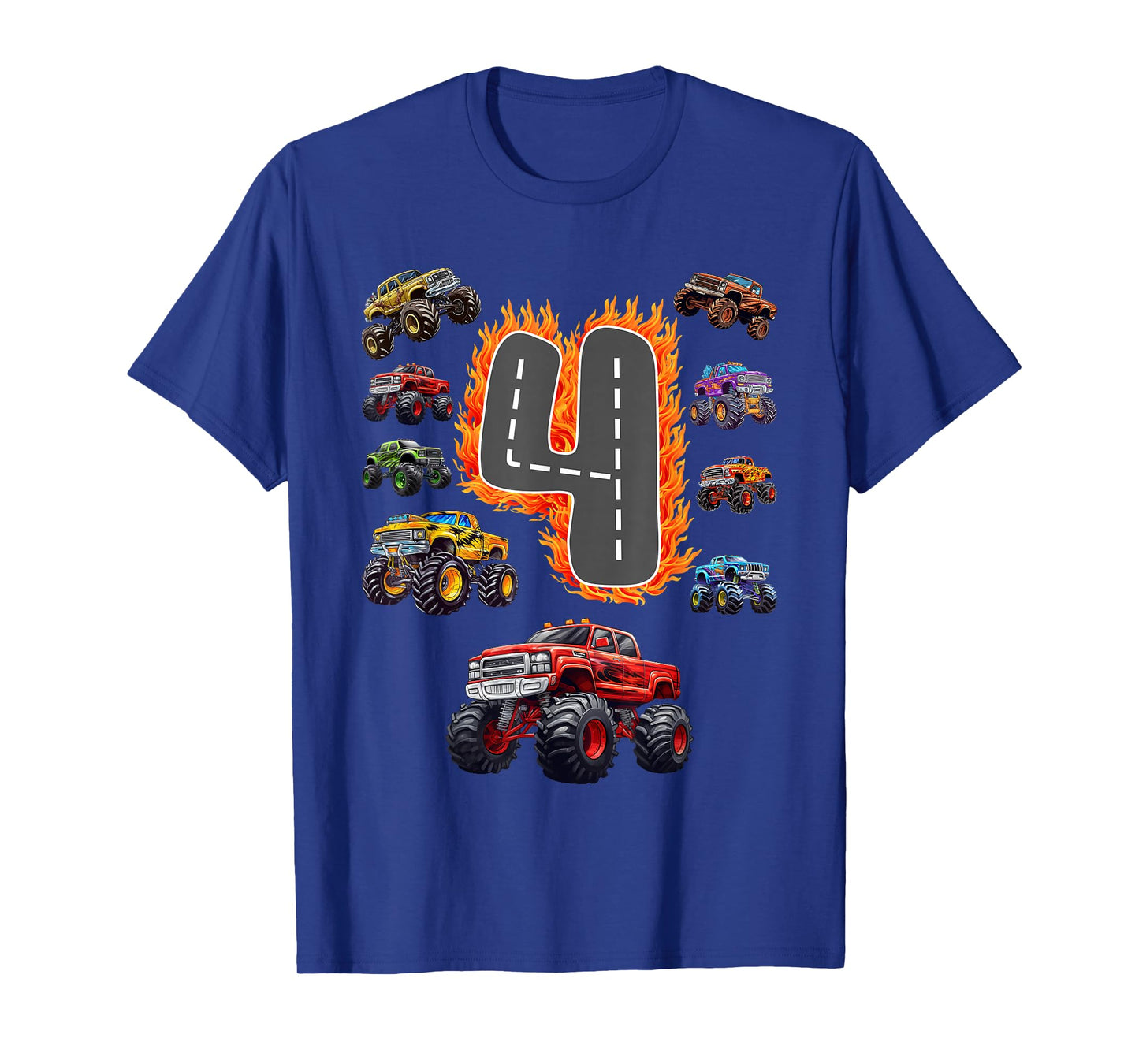 4 Years Old Boys Girls Monster Truck 4th Birthday Kids T-Shirt