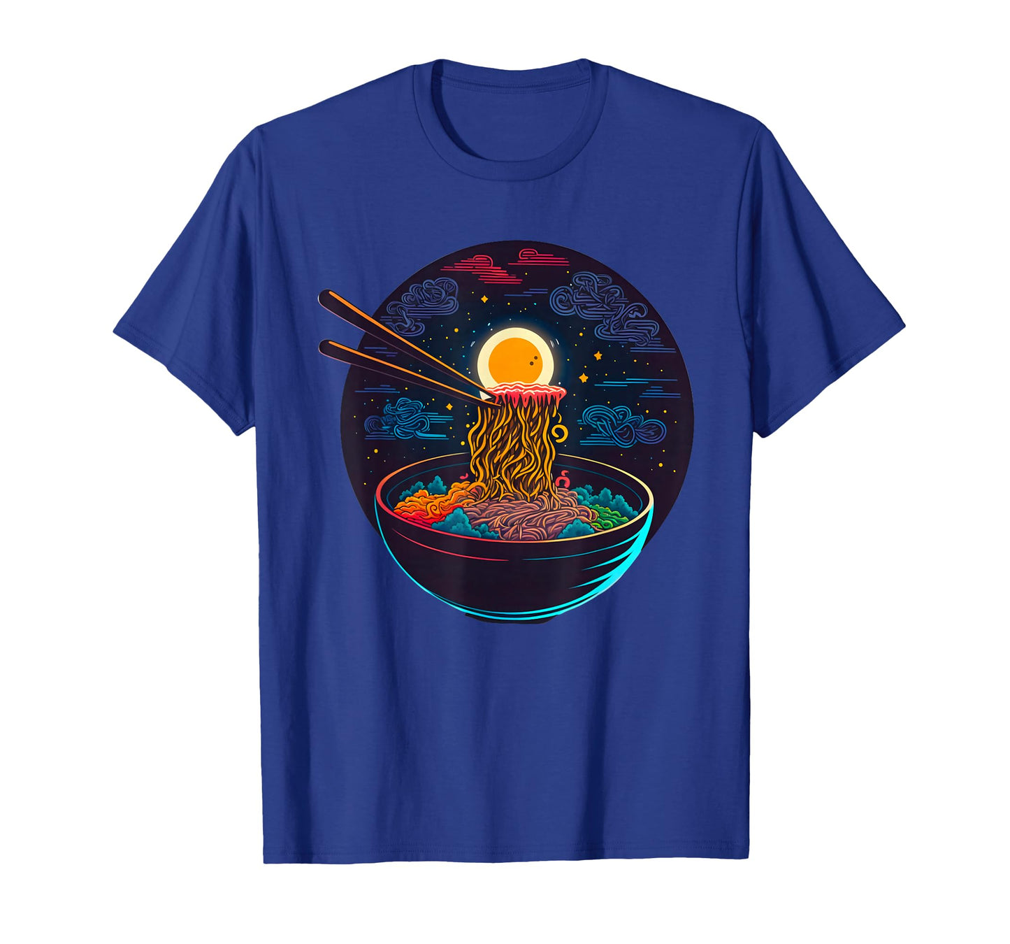 Japanese Moon Ramen Night Graphic Retro Anime Noodles Art T-Shirt