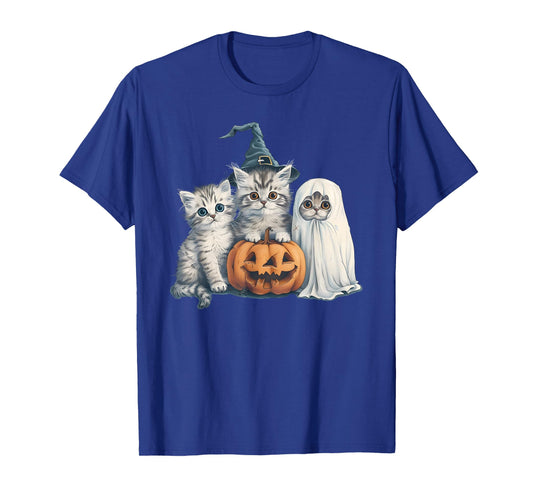Cute Halloween Kitten Witch and Ghost T-Shirt