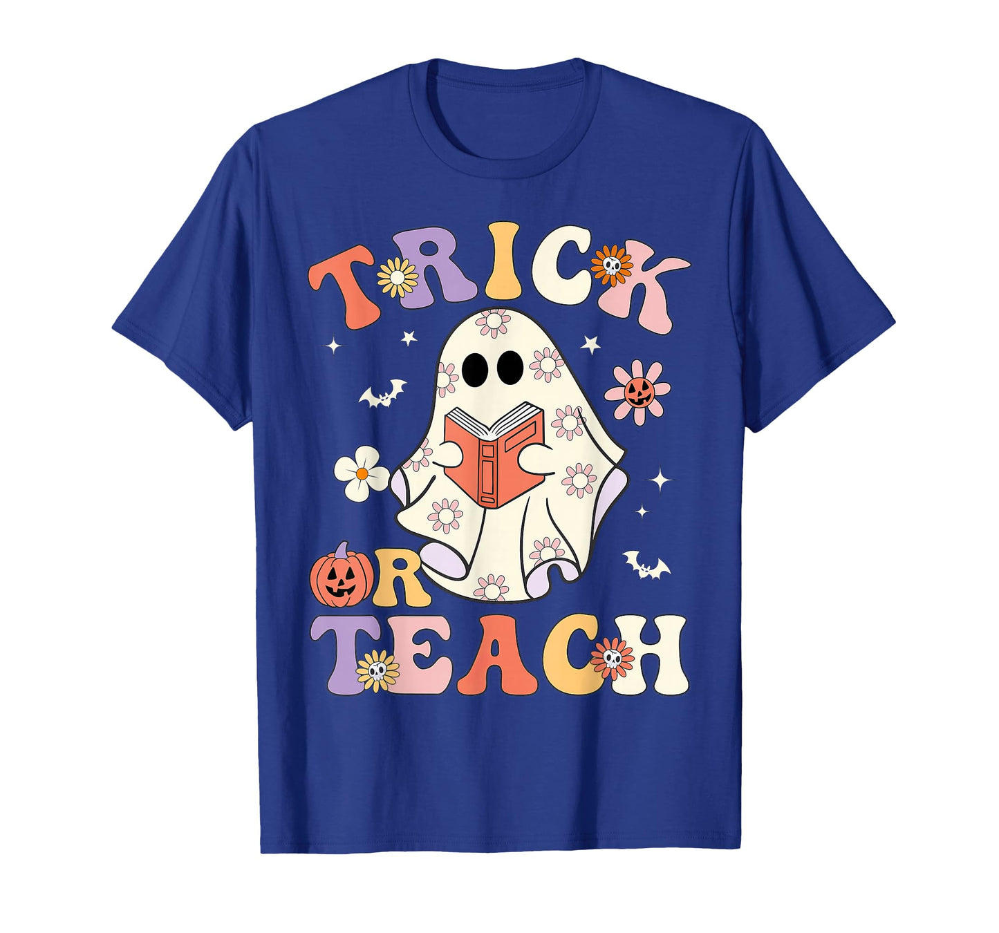 Teacher Halloween Trick or Teach Floral Ghost T-Shirt